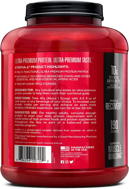 SYNTHA-6 Whey Protein Powder with Micellar Casein, Milk Protein Isolate, Chocolate Milkshake, 48 Servings (Packaging May Vary)