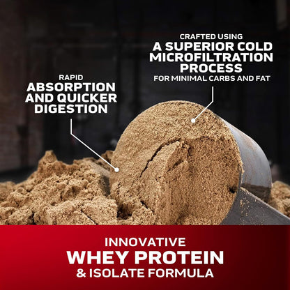 Whey Protein Powder (Double Rich Chocolate, 8LB) - Nitro-Tech Whey Protein Isolate Smoothie Mix for Lean Muscle & Recovery - 24G of Whey Gold Protein for Women & Men - Packaging May Vary