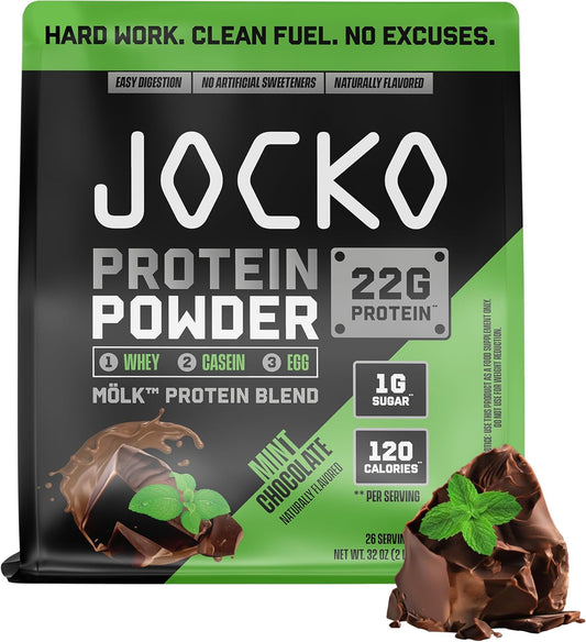 Mölk Whey Protein Powder 22G Low Sugar Monk Fruit Blend - Muscle Recovery & Growth, Packaging May Vary (26 Servings, Mint Chocolate)