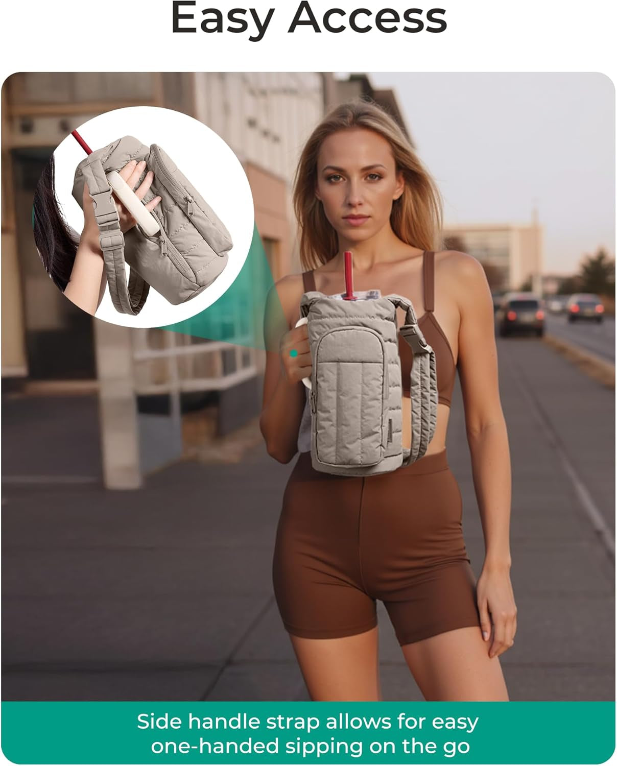 Water Bottle Holder Bag with Strap, 40/32 Oz Crossbody Bag Gym Accessories, Sling Purses for Women