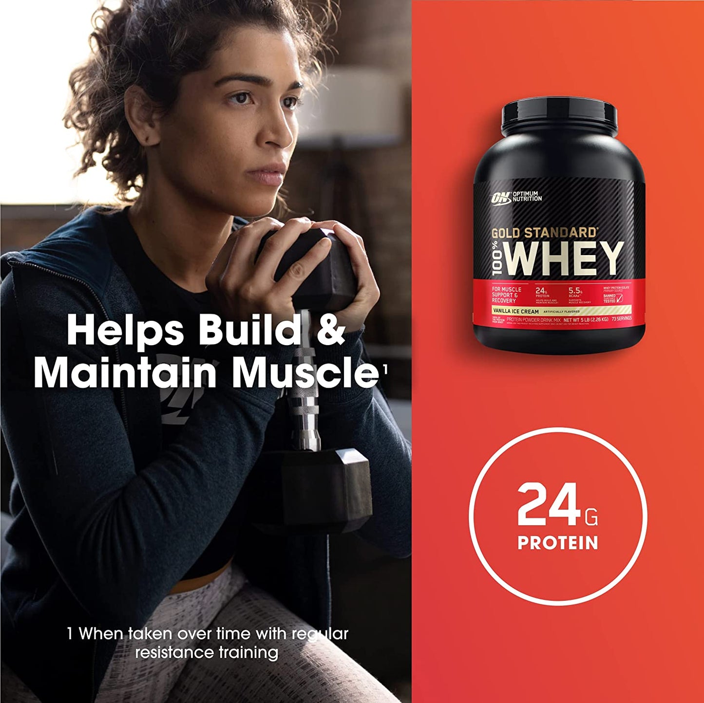 Gold Standard 100% Whey Protein Powder, Vanilla Ice Cream, 5 Pound (Packaging May Vary)