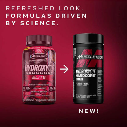 Hardcore Elite - 100 Rapid-Release Thermo Caps - Energy & Focus - for Men & Women - 50 Servings