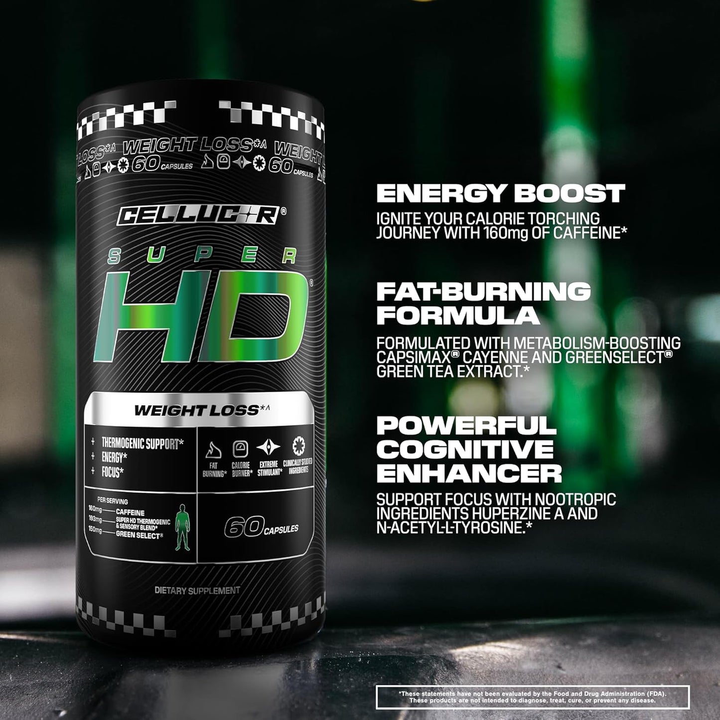 Superhd Thermogenic Fat Burner Weight Loss Supplement, Appetite Suppressant, & Energy Booster Capsimax, Green Tea Extract, 160Mg Caffeine & More 60 Capsules (Packaging May Vary)