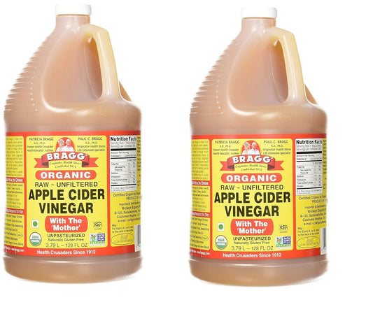 Organic Apple Cider Vinegar, Raw, Unfiltered, with the Mother, 128 Ounce - Pack 2