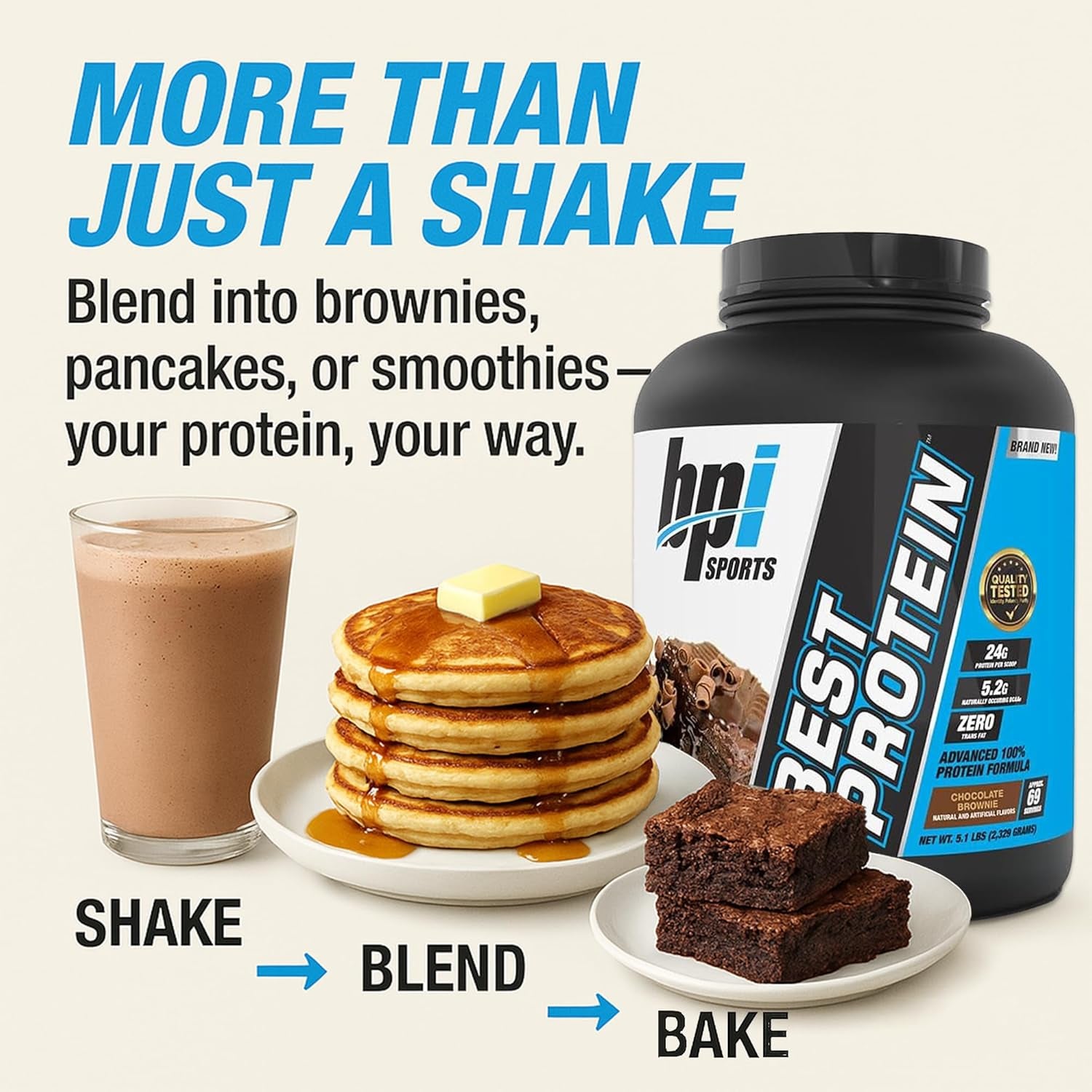 Best Protein – 100% Whey Protein Powder – Muscle Growth, Recovery, Meal Replacement – No Fillers, Gluten Free – Best Protein Powder for Men & Women | Chocolate Brownie – 5.1 Pounds