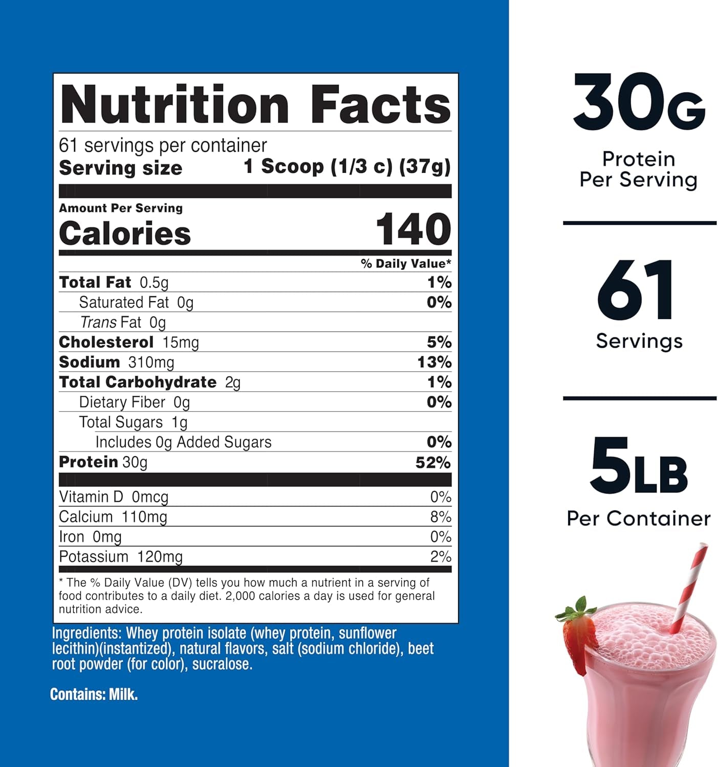 Whey Protein Isolate (Strawberry Milkshake) 5LBS