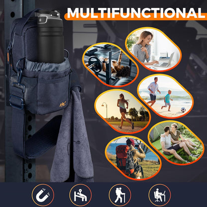 ® PREMIUM Magnetic Gym Bag – Gym Pouch with Water Bottle Holder, Cup & Wallet Pocket, Phone Storage, Key Clip, Adjustable Sling Strap – Ideal for Sports, Work & Travel