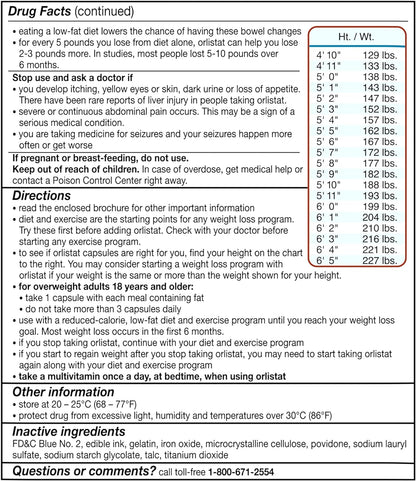 Weight Loss Diet Pills, Orlistat 60 Mg Capsules, Non Prescription Weight Loss Aid, 120 Count Refill Pack