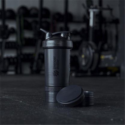 Shaker Bottle with Pill Organizer and Storage for Protein Powder, Classic V2 Prostak System, 22-Ounce, Midnight Black