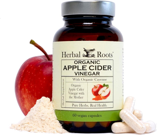 Organic Apple Cider Vinegar Capsules with Mother and Organic Cayenne | 650 Mg | 60 Vegan Capsules