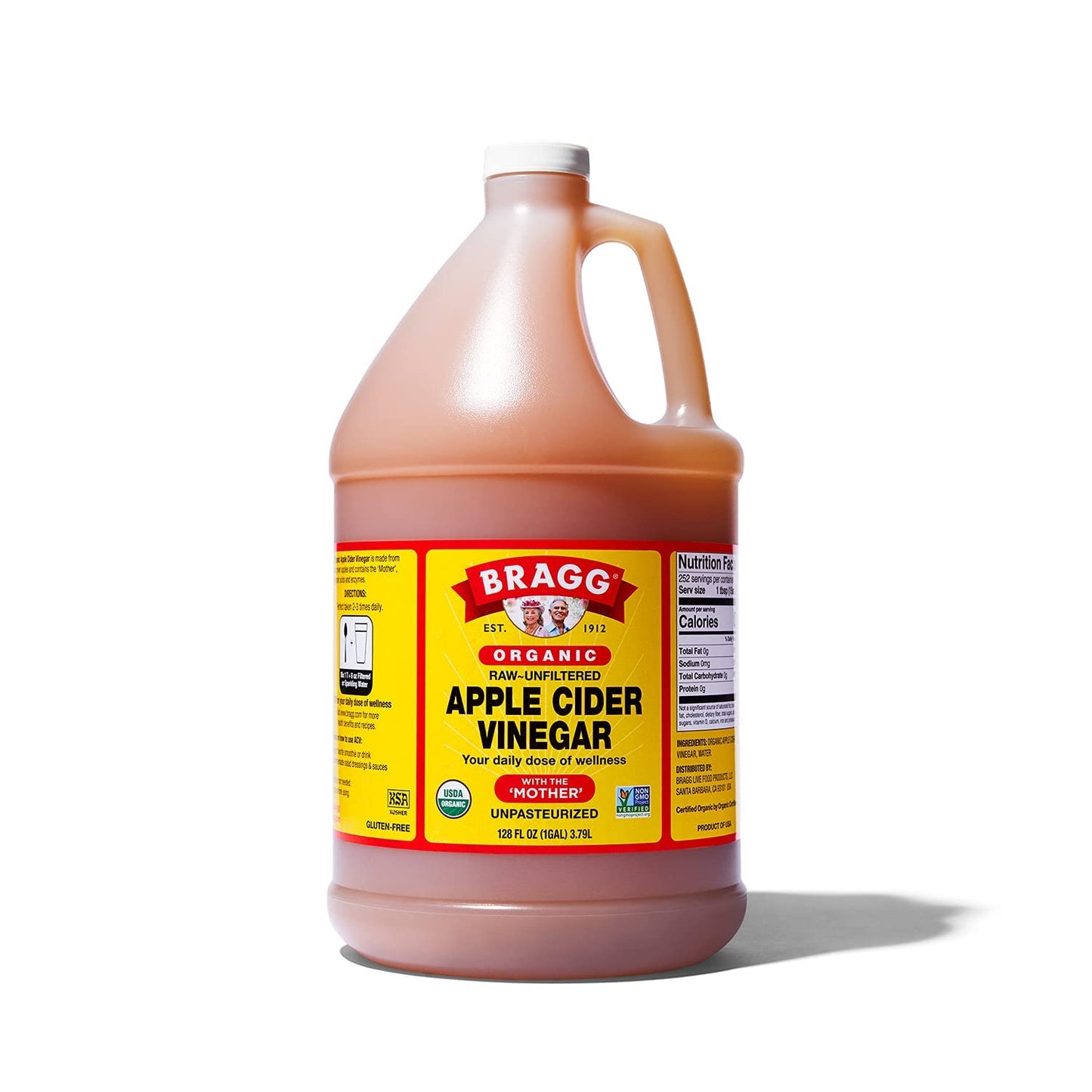 Organic Apple Cider Vinegar with the Mother 128 Ounce and  Organic Citrus Ginger Enhanced Vinegar Drink 16 Ounce Bundle