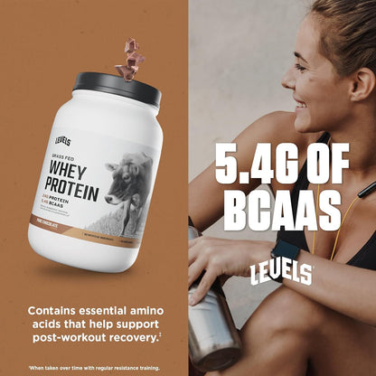 Levels Grass Fed Whey Protein Powder, No Artificials, 24G of Protein, Pure Chocolate, 2LB