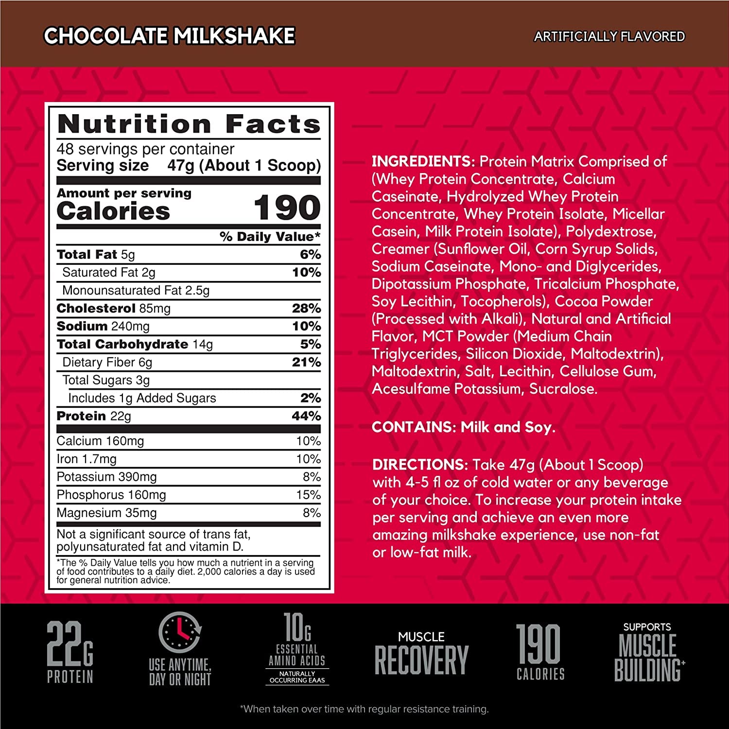 SYNTHA-6 Whey Protein Powder with Micellar Casein, Milk Protein Isolate, Chocolate Milkshake, 48 Servings (Packaging May Vary)