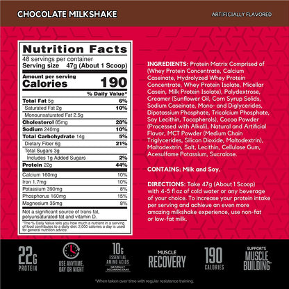 SYNTHA-6 Whey Protein Powder with Micellar Casein, Milk Protein Isolate, Chocolate Milkshake, 48 Servings (Packaging May Vary)